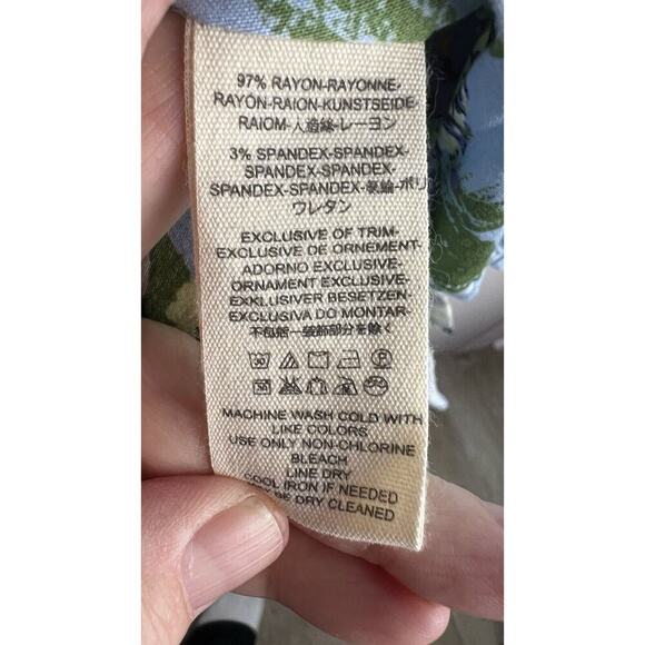 Free People Happy Heart Baby Blue Floral Ruched Mini Dress Size XS Stretch Smock - Picture 7 of 10